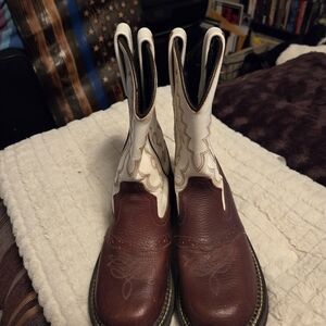 Old West Kids Boots in Brown and White